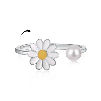 Rhodium Plated 925 Sterling Silver Open Finger Rings RJEW-A019-50P-1