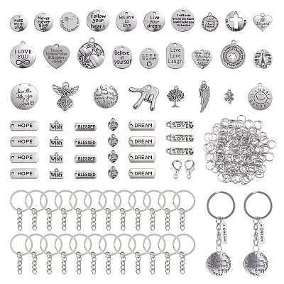 DIY Motivation Word Charm Keychain Making Kit DIY-SZ0008-38-1