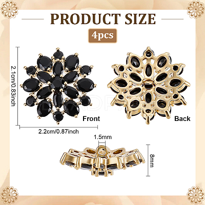 4Pcs Brass Micro Pave Cubic Zirconia Buttons DIY-FG0007-82E-1