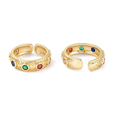 Brass Micro Pave Cubic Zirconia Cuff Rings X-RJEW-M138-09G-1