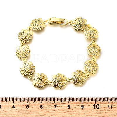Summer Beach Brass Micro Pave Clear Cubic Zirconia Shell Shape Link Chain Bracelets LS-BJEW-C118-02B-G-1