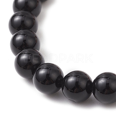 Halloween Dyed & Heated Natural Black Onyx & Synthetic Turquoise Beaded Stretch Bracelets for Women X1-BJEW-TA00665-1