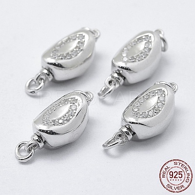 Anti-Tarnish Rhodium Plated 925 Sterling Silver Cubic Zirconia Box Clasps STER-F037-062P-1