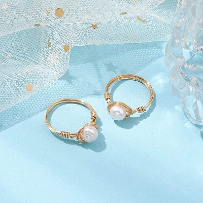 Nuggets Natural Cultured Freshwater Pearl Finger Rings RJEW-JR00697-01-1