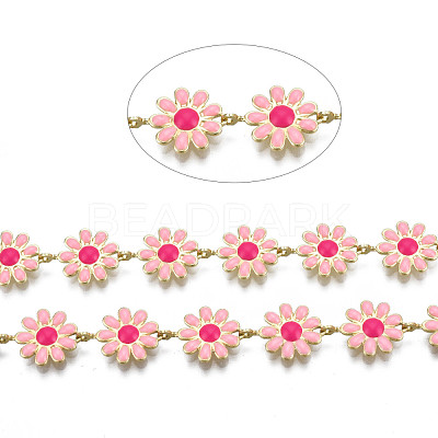 Brass Flower Link Chains CHC-N018-098G-1