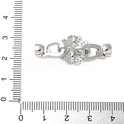 Brass Micro Pave Clear Cubic Zirconia Fold Over Clasps KK-P290-18P-1