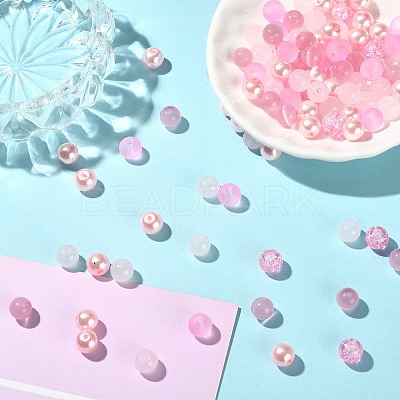 100Pcs Transparent Frosted Glass Beads Strands GLAA-CJ0002-07-1