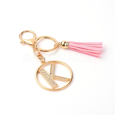 Alloy Rhinestone Keychain KEYC-WH0018-35K-1