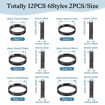 12Pcs 6 Size 201 Stainless Steel Grooved Finger Ring Settings RJEW-TA0001-06EB-1
