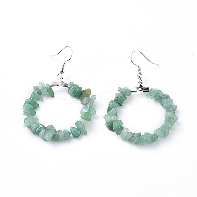 Natural Green Aventurine Dangle Earrings EJEW-E255-D11-1