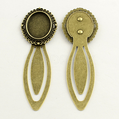 18x25mm Tray Bookmark Cabochon Settings PALLOY-S033-32AB-NR-1