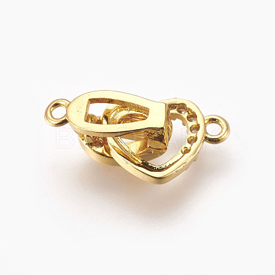 Brass Micro Pave Cubic Zirconia Fold Over Clasps KK-P164-09G-1