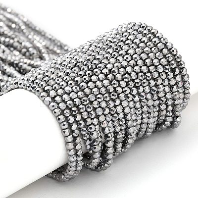 Electroplate Glass Beads Strands GLAA-H021-01B-FP08-1