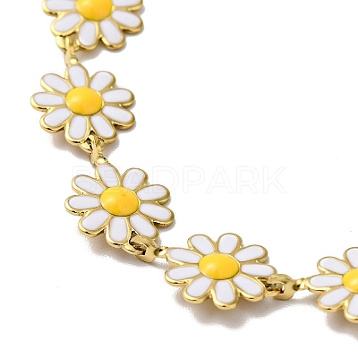 Ion Plating(IP) Enamel Flower Link Chain Bracelet BJEW-C023-03G-1