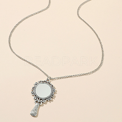 Tibetan Style Zinc Alloy Glass Mirror Pendant Necklaces for Women FS-WGE2CBD-01-1