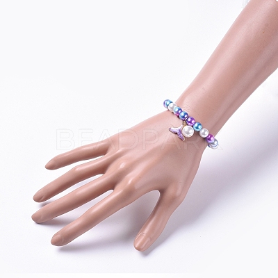 Plastic Imitation Pearl Stretch Bracelets and Necklace Jewelry Sets X-SJEW-JS01053-02-1