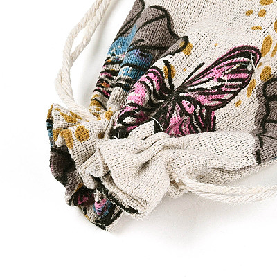 Butterfly Printed Polycotton(Polyester Cotton) Packing Pouches Drawstring Bags ABAG-T004-10x14-39-1