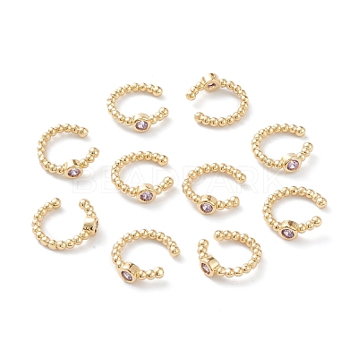 Brass Micro Pave Cubic Zirconia Cuff Earrings LS-EJEW-H109-01I-G-1