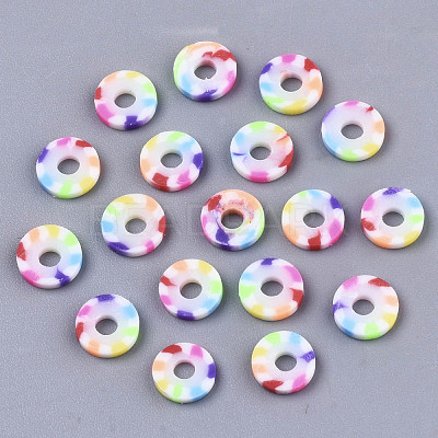 Rainbow Color Handmade Polymer Clay Beads Strands CLAY-R091-6mm-02-1