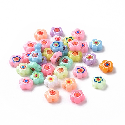 Printed Opaque Acrylic Beads X-OACR-E009-07A-1