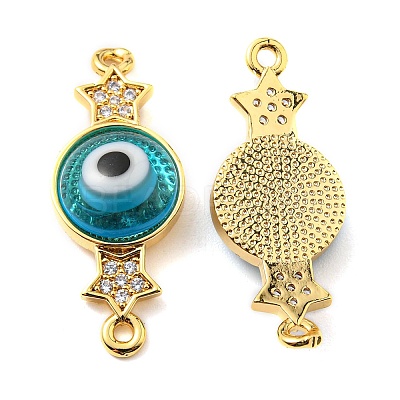 Brass Micro Pave Clear Cubic Zirconia Connector Charms KK-K338-04G-01-1