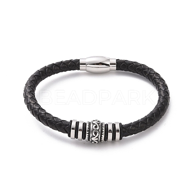 304 Stainless Steel Column Beaded Bracelet with Magnetic Clasps BJEW-P275-21-1