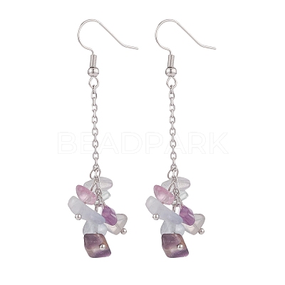 Natural Fluorite Chips Beaded Jewelry Set SJEW-JS01231-02-1
