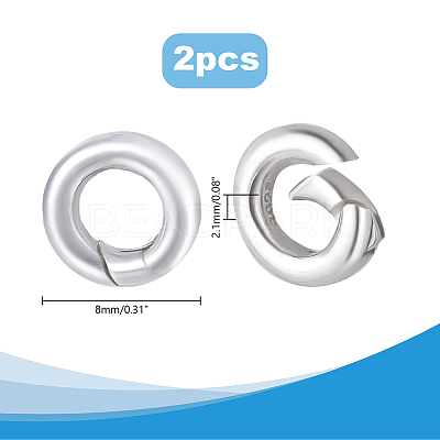 2Pcs 925 Sterling Silver Spring Gate Rings STER-AR0001-16A-1
