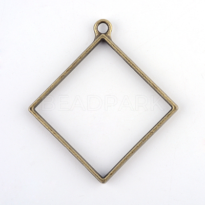 Rack Plating Alloy Rhombus Open Back Bezel Pendants LS-X-PALLOY-S047-22F-FF-1