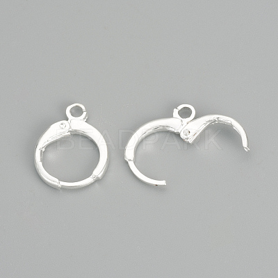 Brass Huggie Hoop Earring Findings X-KK-R071-08S-1