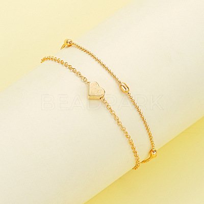 Heart Alloy & Plastic Imitation Pearls Round Beaded Necklaces & Double Layer Bracelets Sets FS-WGC2DB5-01-1