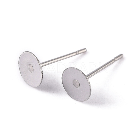 304 Stainless Steel Flat Round Blank Peg Stud Earring Findings STAS-S028-25-1