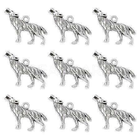 Tibetan Style Alloy Howling Wolf Pendants LF1753Y-NF-1