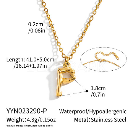 304 Stainless Steel Bamboo Initial Pendant Necklaces for Men Women WM4386-13-1