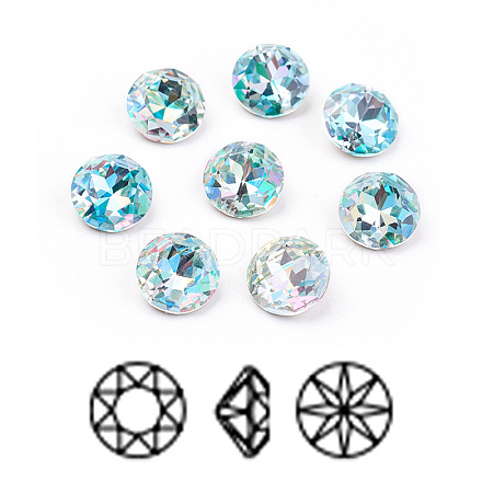 Pointed Back & Back Plated K9 Glass Rhinestone Cabochons RGLA-J012-10mm-202LS-1