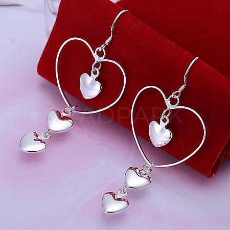 Heart Brass Dangle Earrings EJEW-BB11826-1