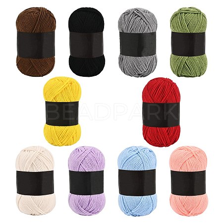 10Pcs 10 Colors Polyester Yarn for Knitting & Crochet YCOR-SZ0001-03A-1