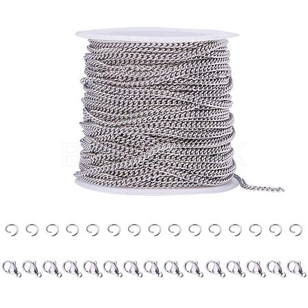 304 Stainless Steel Curb Chains Necklaces Making STAS-PH0015-01-1