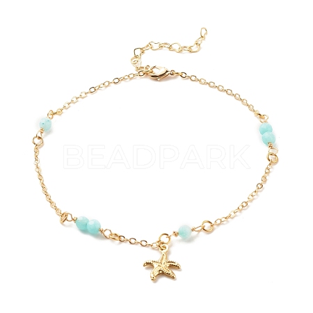 Natural Dyed White Jade Anklets for Women AJEW-AN00475-03-1