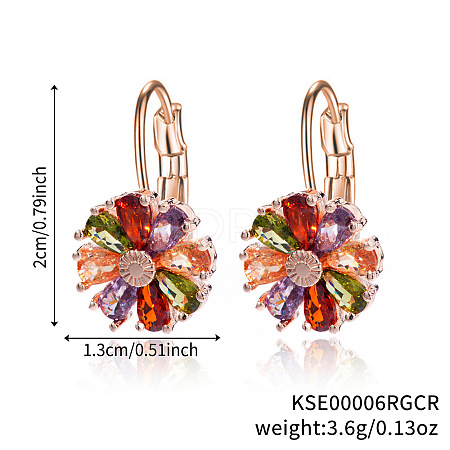 Brass Flower Hoop Earrings JJ3056-3-1