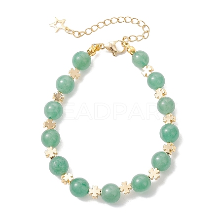 Natural Green Aventurine & Brass Beaded Bracelets for Women BJEW-JB12942-01-1