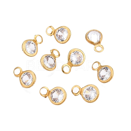 Brass+Cubic Zirconia Charms KK-T070-13C-B-1