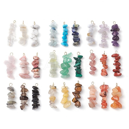 Gradient Color Mixed Gemstone Chip Beaded Pendants PALLOY-JF02795-1