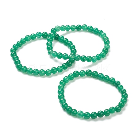 Natural Green Aventurine Beaded Stretch Bracelets BJEW-D446-B-34-1