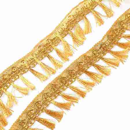 Filigree Polyester Corrugated Tassel Lace Ribbon OCOR-WH0080-19-1