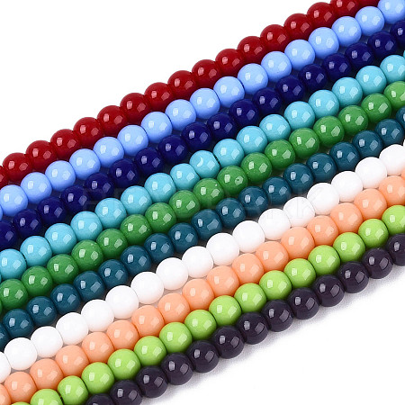 Opaque Solid Color Glass Beads Strands GLAA-N058-8mm-A01-1