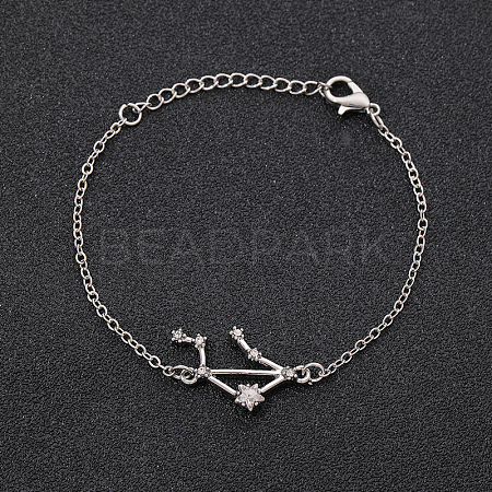 12 Constellations Alloy Rhinestone Link Bracelets WG43B2B-15-1