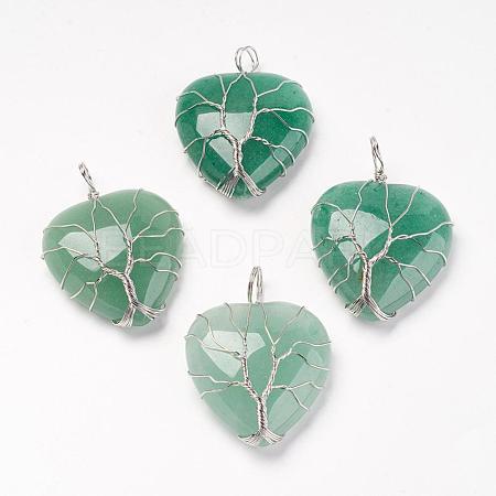 Natural Green Aventurine Pendants G-G713-F07-1