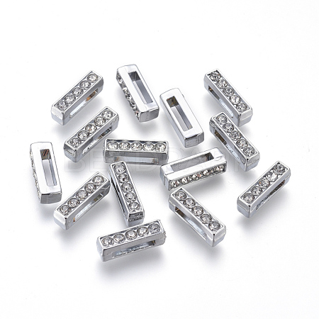 Alloy Initial Slide Charms with Grade A Rhinestones ALRI-R032-I-FF-1