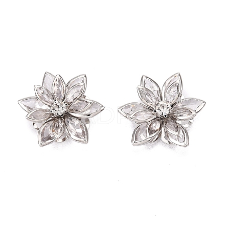 Acrylic Rhinestone Flower Flat Back Cabochons X-RSB027-06-1